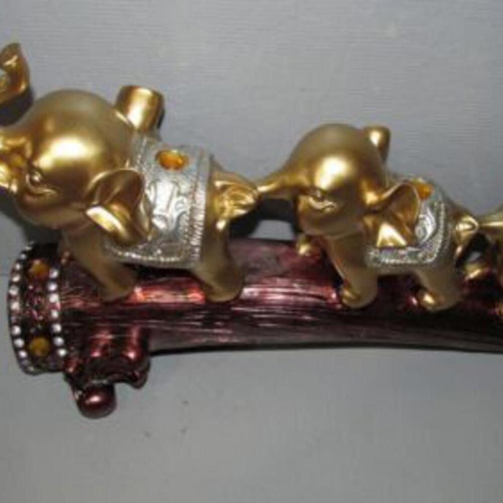 Dytcfly Elephant Statues Home Decor, European Three Gold Elephant Decor, Unique